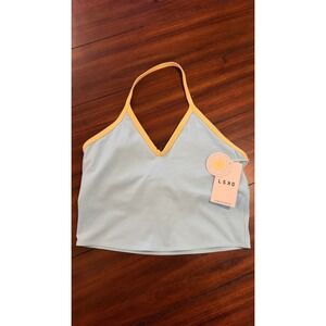 LSKD Milla Shelf Bra Tank Baltic Sea Lemon Halter Neck Workout Top XL WTNK03651